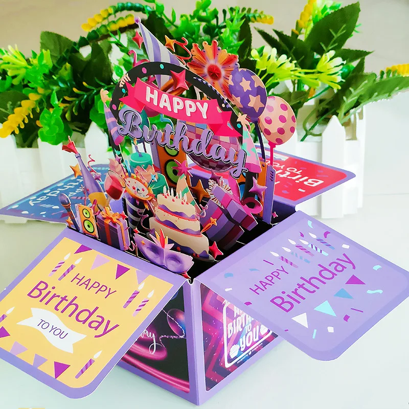 3D Pop-Up Happy Birthday Greeting Card with Envelope – Creative Gift Card & Blessing Postcard for Birthday Parties, Kids, Friends, Family, Unique Keepsake Greeting for Special Celebrations & Party Gifts