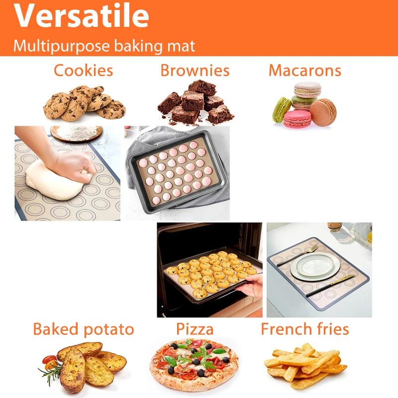 1PC Silicone Baking Mat for Oven, 0.4mm Thin Reusable Non-Stick Heat-Resistant Bakeware Liner, Flexible Silicone Sheet for Cookies, Pastries, and Professional Home Baking Tools