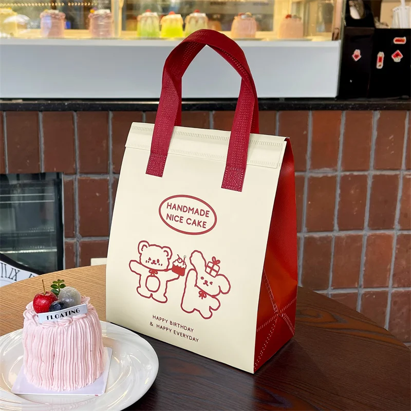 10pcs Silver Non-Woven Insulated Tote Bags, Reusable Fabric Pouches for Bread, Drinks, Food, Lunch, Grocery, Delivery, Picnic, Thermal Storage, Keep Warm or Cold, Eco-Friendly Durable Carrier - 图片 7