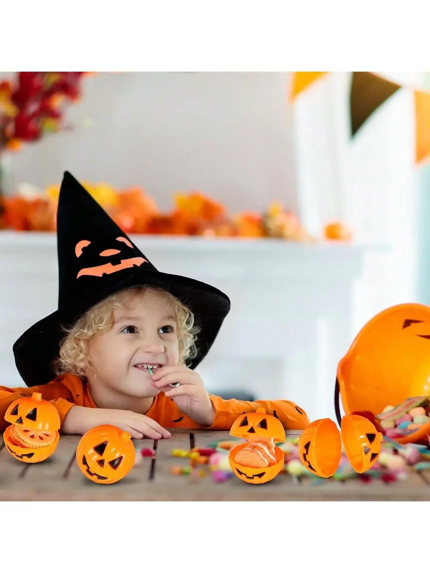 20/10Pcs Halloween Pumpkin Plastic Candy Boxes Gift Snack Storage Boxes for Halloween Party Decoration Supplies Trick or Treat Party Favor Packaging Accessories DIY Dessert Treat Containers