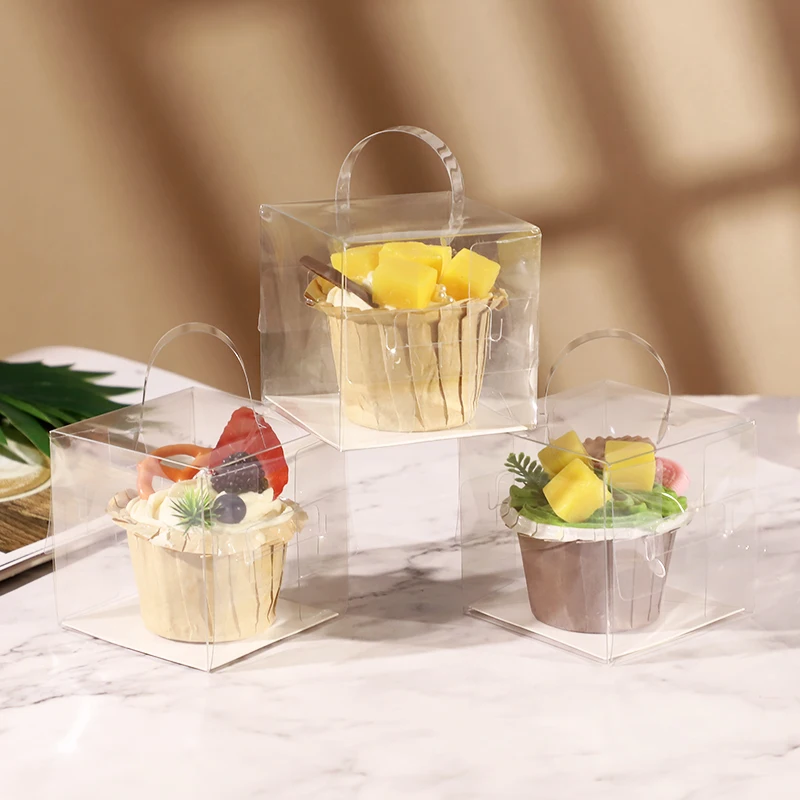 Transparent Cake Box Plastic Dessert and Cupcake Packaging Box with Handle, Portable Gift Wrapping Box for Weddings, Birthdays, Parties, Baby Showers, Holiday Desserts, Pastries, Bakery Display and Gift Presentation 6