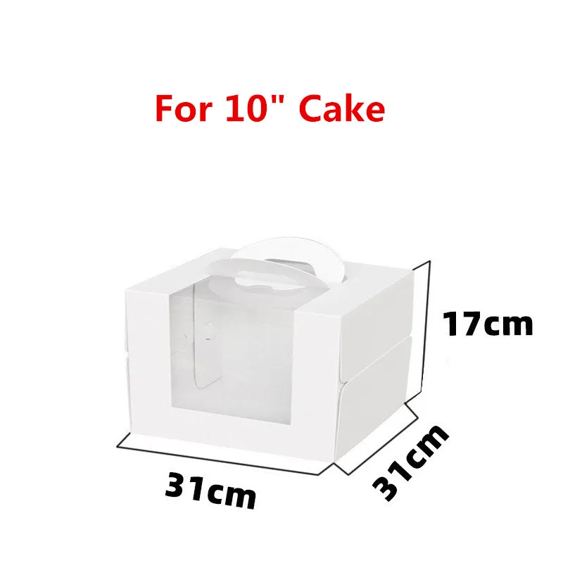 5Pcs White Paper Cake Boxes with Clear Window, Portable 3/4/6/8/10 Inch Dessert Packaging Containers for Birthday Wedding Party DIY Cake Presentation Supplies - 图片 7