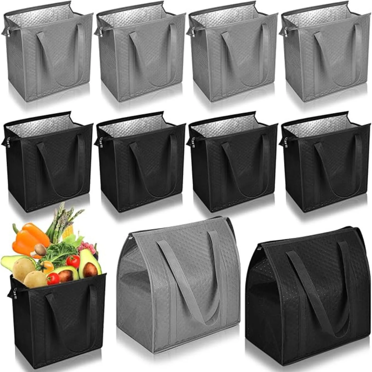 1 Large Insulated Shopping Bag Reusable Cooler Tote with Handle and Zipper Closure, Thermal Food Carrier for Hot and Cold Meals, Grocery Shopping, Picnic, Travel, and Outdoor Use - 图片 3
