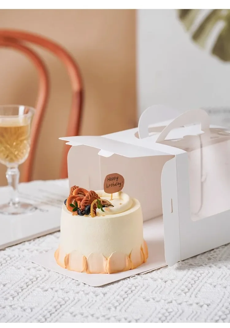 10Set Clear Window Cake Boxes in 4 and 6 Inches, High Kraft Paper and White Bakery Packaging Boxes, Foldable Birthday Cake Containers, Cupcake Muffin Pastry Dessert Storage Boxes for Baking Shops and Home 8