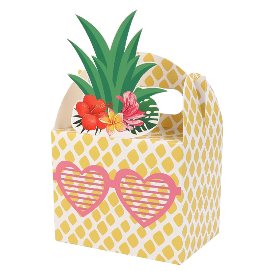 24Pcs Pineapple Favor Candy Gift Boxes for Hawaiian Tropical Party Luau BBQ Fruit Party Summer Beach Wedding Party Supplies DIY Treat Packaging Decorative Accessories for Celebration
