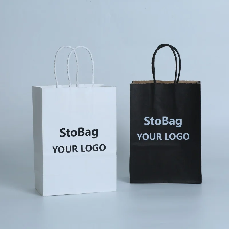 20pcs Custom Logo Kraft Paper Bag Gift Wrapping Bags Recyclable Paper Shopping Packaging Eco Friendly for Retail Store Boutique Bakery Sac Papier Emballage Bolsa Papel Regalo Tasche Einkauf كيس ورقي قابل لإعادة التدوير ショッピングバッグ 쇼핑 포장 가방 - 图片 3