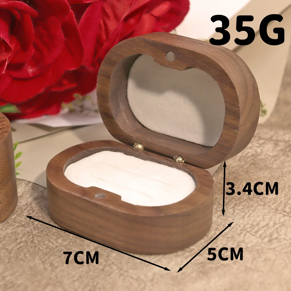 Handmade Rustic Wooden Wedding Ring Box with Velvet Interior and Magnetic Closure – Walnut Jewelry Packaging Case for Proposal, Engagement, Christmas Gift, and Elegant Ring Display Storage 3