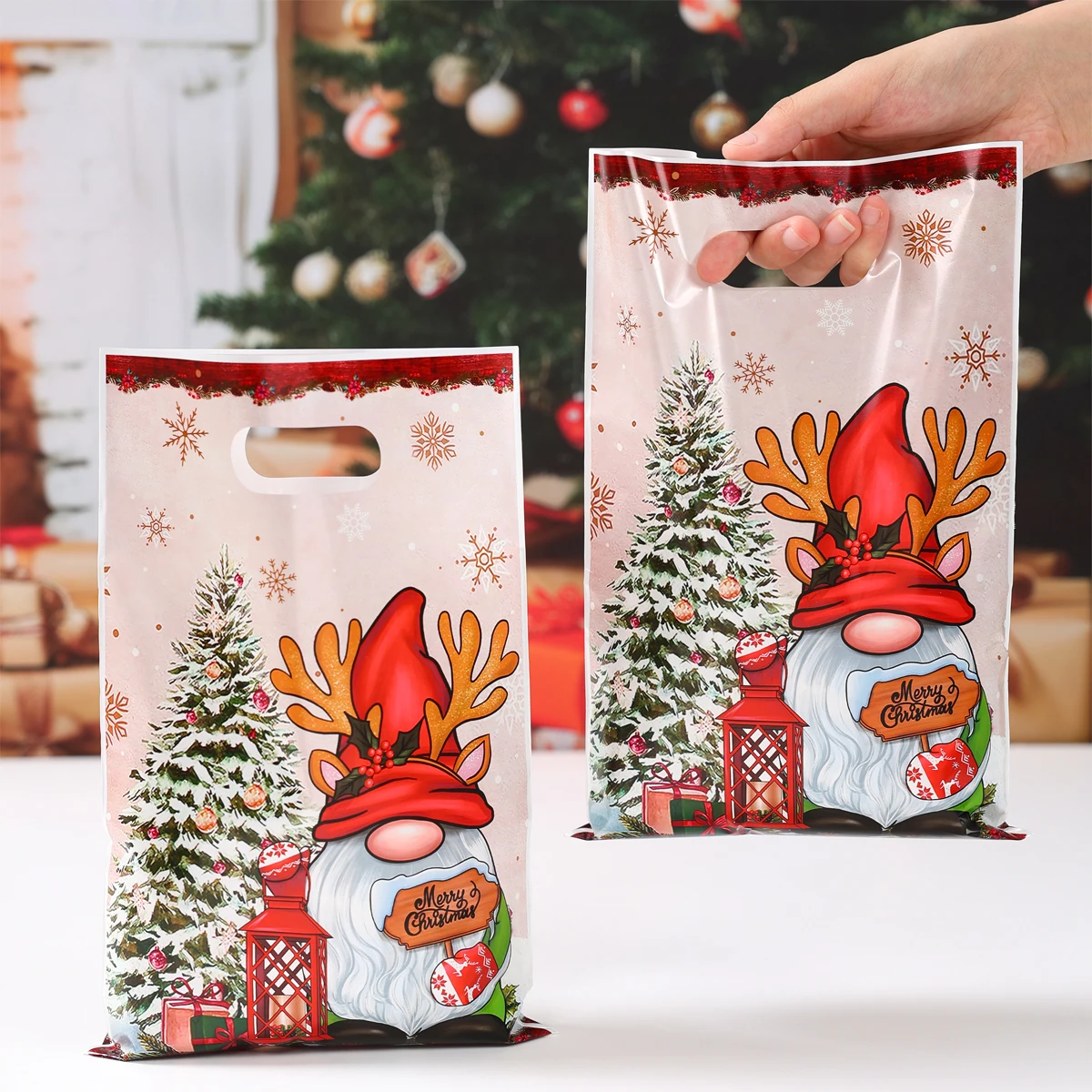 Christmas Snowman Gift Handbag Merry Christmas Decoration for Home 2025 Navidad Natal Snowflake Candy Handy Bag New Year Party Favor Shopping Tote Bolsa Regalo Sac Cadeau ساک هدیه 크리스마스 가방