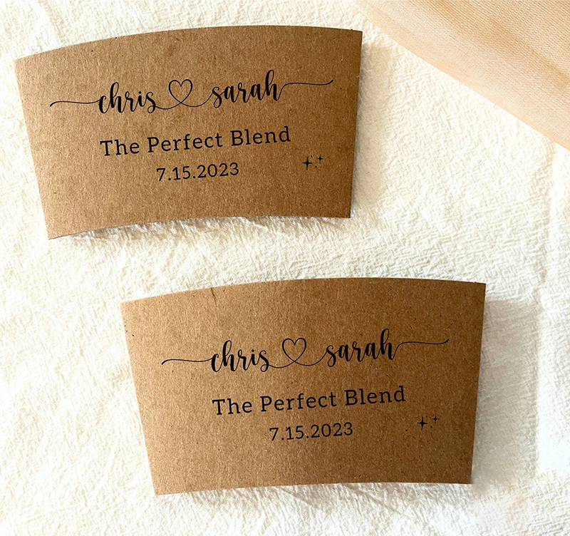 Personalized Disposable Ice Coffee Cup Sleeves Wedding Party Heat-Insulated Cup Holders Bar Reception Corrugated Paper Cup Covers for Hot and Cold Drinks DIY Beverage Accessories Personalized Disposable Ice Coffee Cup Sleeves Wedding Party Heat-Insulated Cup Holders Bar Reception Corrugated Paper Cup Covers for Hot and Cold Drinks DIY Beverage Accessories