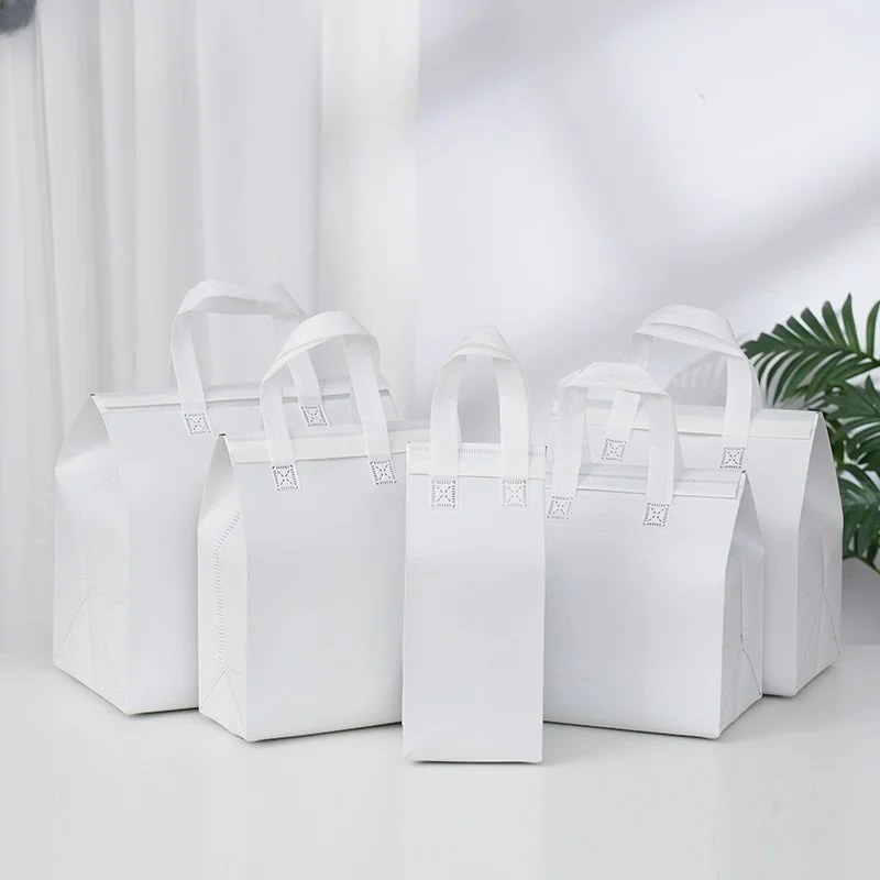 Non-Woven Tote Bag with Custom Logo – Portable Insulated Lunch and Cake Carrier, Thermal Food Delivery Takeaway Bag with Handles, Reusable Cooler Tote for Drinks, Meals, Pastries, Picnic - 图片 8
