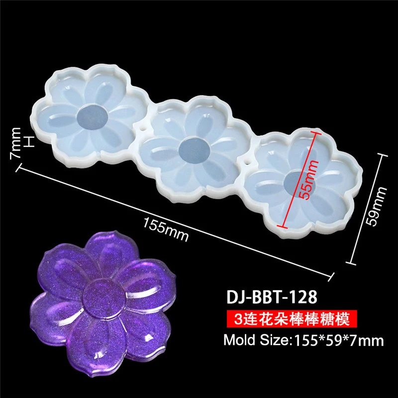 Leaf Flower Heart Bear Shape Silicone Lollipop Mold Round Chocolate Candy Cheese Baking Mould Fondant Cake Decorating Tools Dessert Cupcake Topper Tray Kitchen Pastry DIY Baking Accessories 8