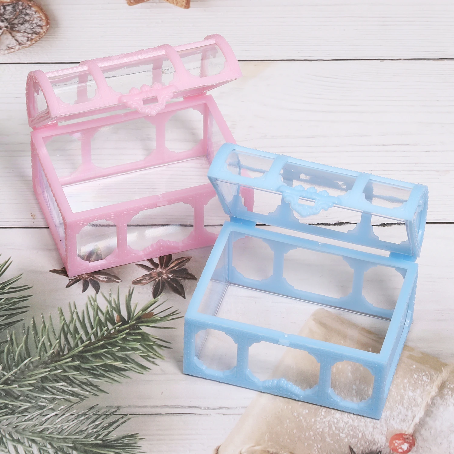 1Pc Vintage Transparent Pirate Treasure Chest – Storage Organizer Box for Crystals, Gems, Jewelry, Earrings, and Small Collectibles, Plastic Treasure Box for Creative Crafting, Display, and Decorative Storage - 图片 4