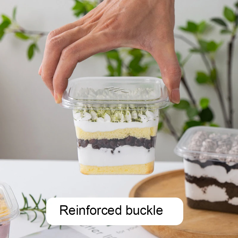 10/25/50 Pcs Transparent Cake Boxes, Disposable Plastic Tiramisu Dessert Cups, Bowls, Containers with Lids, Perfect for Salad, Cupcakes, Cakes, Gift Packaging, Party and Catering Use 5