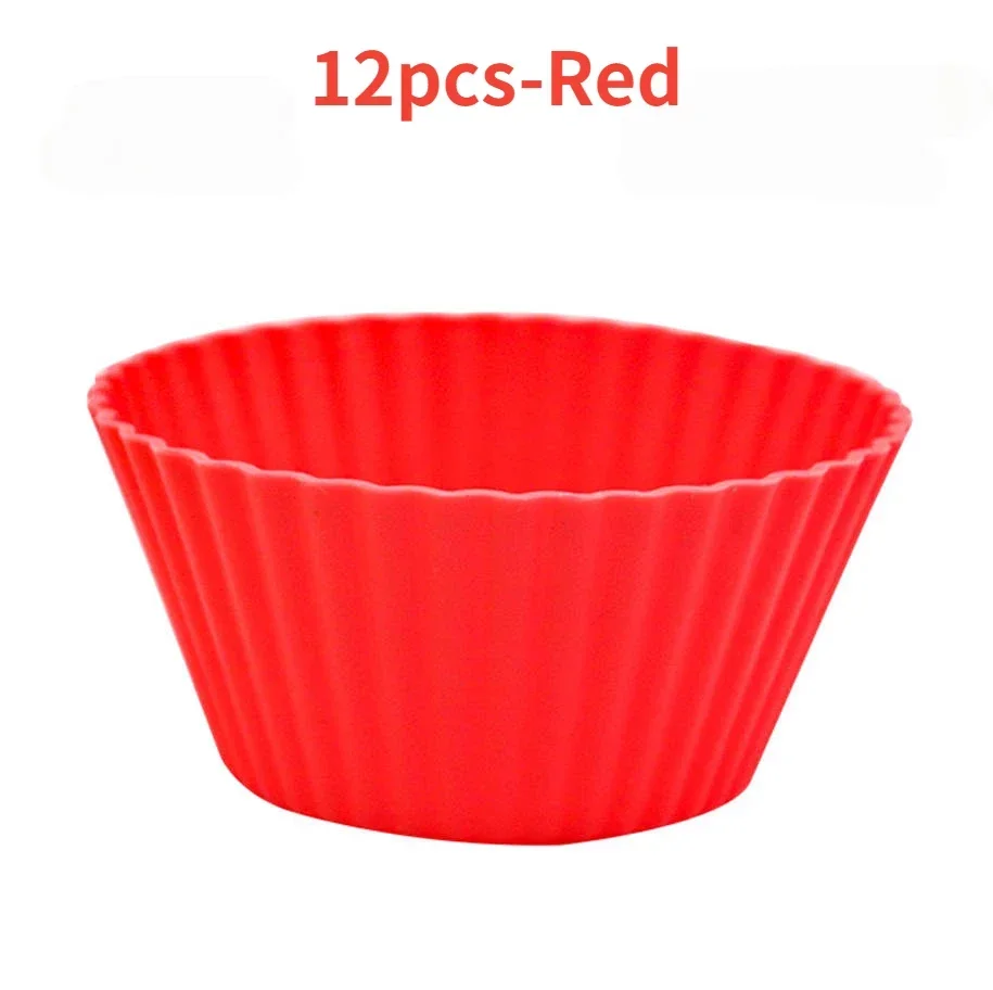 12pcs/Set Round Silicone Cake Molds, Muffin and Cupcake Baking Molds for DIY Baking, Kitchen Cooking, Cake Decorating, Non-Stick Reusable Bakeware, Dessert Makers and Culinary Tools - 图片 8