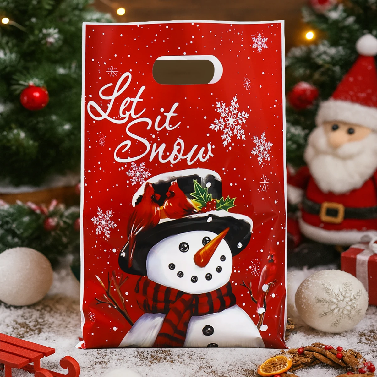 Christmas Snowman Gift Handbag Merry Christmas Decoration for Home 2025 Navidad Natal Snowflake Candy Handy Bag New Year Party Favor Shopping Tote Bolsa Regalo Sac Cadeau ساک هدیه 크리스마스 가방