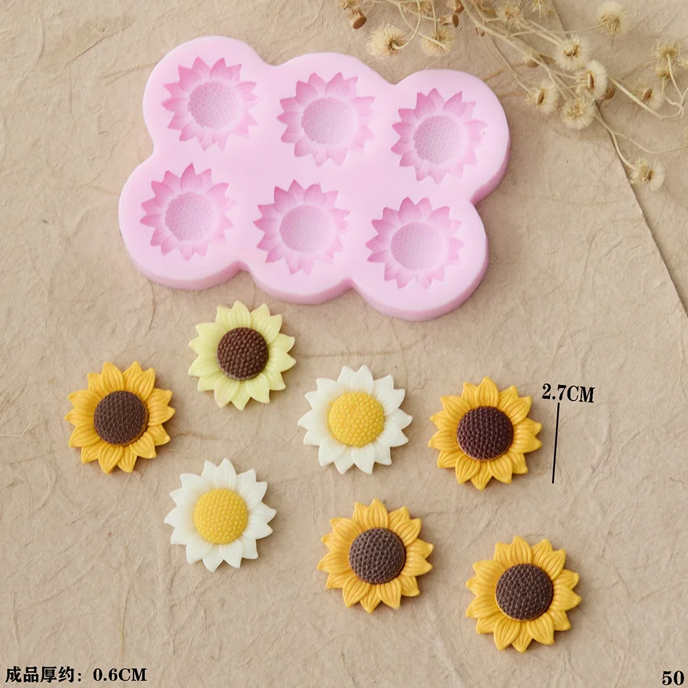 3D 9-Cavity Flower Silicone Mold – Sunflowers Design for Fondant, Candy, Chocolate, Cake Decorating, DIY Baking Tools, Sugarcraft, Cupcake Toppers, and Creative Dessert Accessories