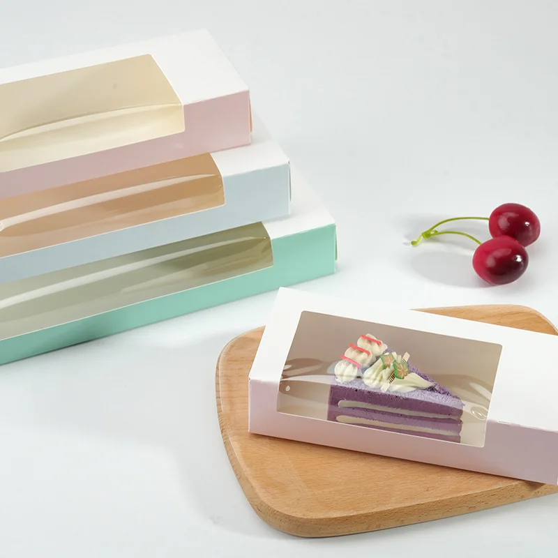10Pcs Pure Color Foldable Cake Boxes with Clear Window, Bakery Pastry Boxes for Cupcakes, Chocolates, Muffins, Cookies, Wedding Birthday Baby Shower Party Favor Gift Packaging Paper Dessert Containers - 图片 3