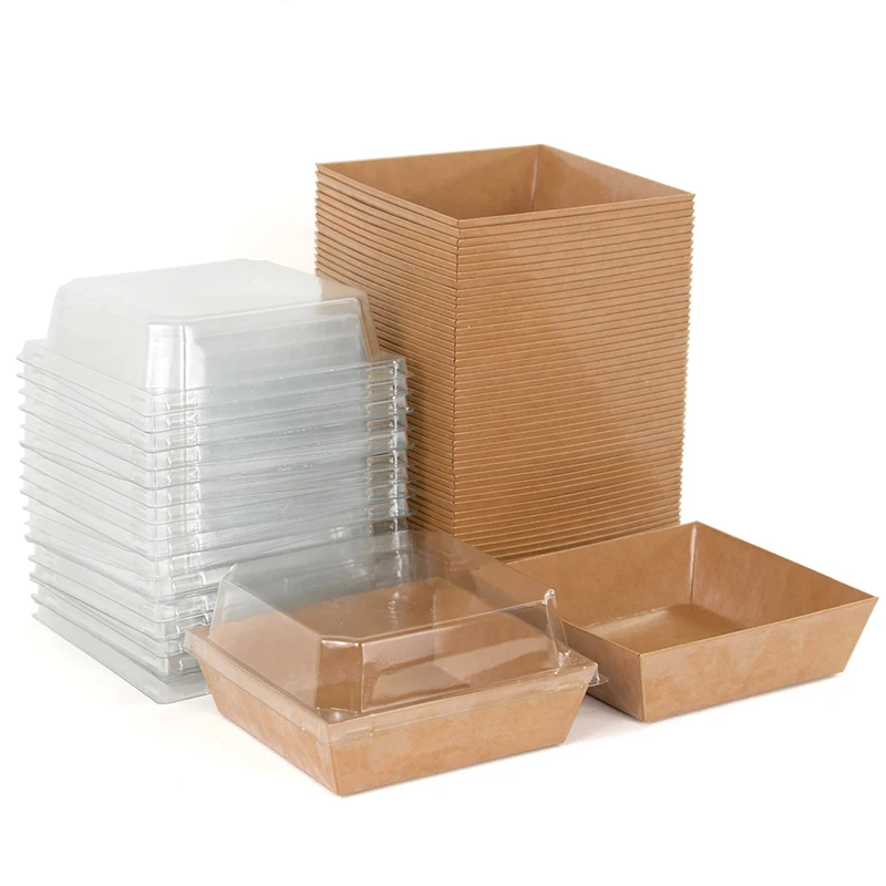 5Pcs White Kraft Paper Square Cake Boxes with Clear Window, Portable Bakery Gift Boxes for Cookies Pastry Muffins Handmade Crafts, Wedding Birthday Party Favor Packaging Supplies - 图片 2