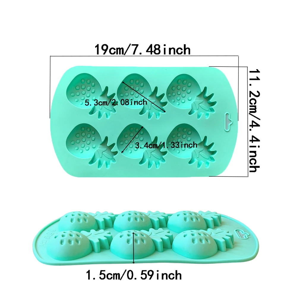 1Pc 6-Hole Pineapple-Shaped Silicone Mold – DIY Cookie, Chocolate, Candy, Fondant, Cake Decoration Mold, Baking Tool for Pastries, Cupcakes, Sugarcraft, and Creative Dessert Accessories
