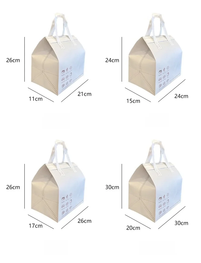 10pcs Non-Woven Insulated Tote Bags – Reusable Fabric Pouches for Cake, Bread, Drinks, and Food, Portable Thermal Carrier Keeps Hot or Cold, Ideal for Delivery, Picnic, Grocery, Work, School 1