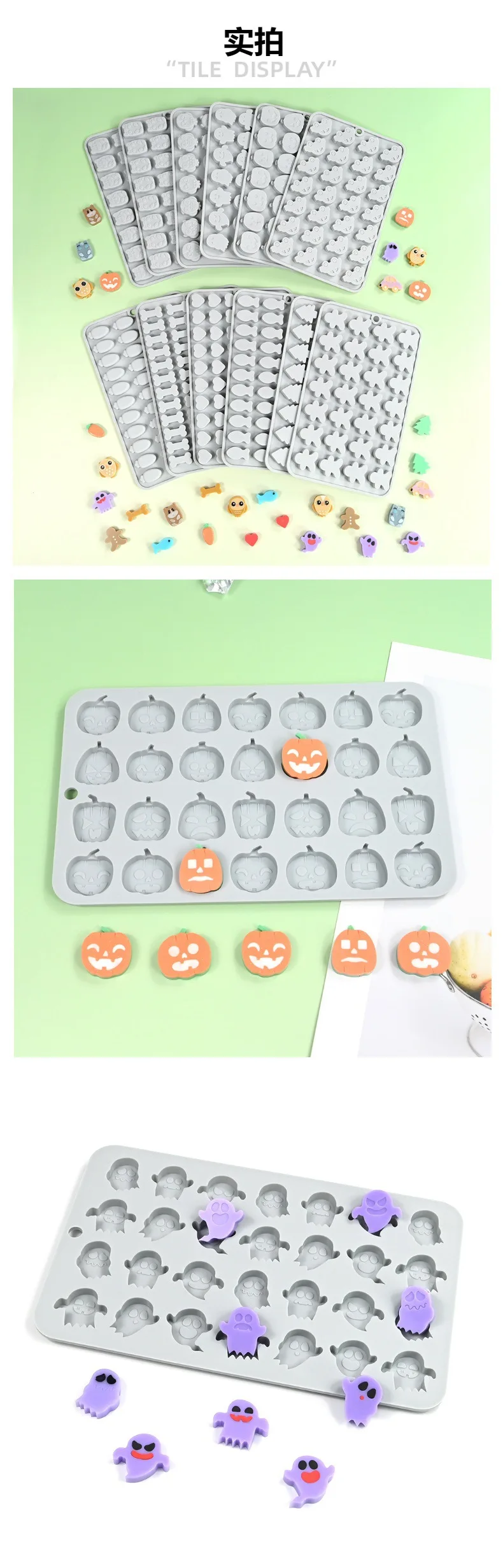 Halloween Silicone Chocolate Mold with Skull, Pumpkin, Witch, and Ghost Shapes for Fudge, Cake, Candy, and Dessert Decorating, Non-Stick Flexible Baking Tool for Home and Party Holiday Treats Halloween Silicone Chocolate Mold with Skull, Pumpkin, Witch, and Ghost Shapes for Fudge, Cake, Candy, and Dessert Decorating, Non-Stick Flexible Baking Tool for Home and Party Holiday Treats