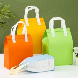 10pcs Non-Woven Insulated Tote Bags Reusable Fabric Pouches for Food, Cake, Drinks, Grocery Delivery, Hot and Cold Storage, Portable Lunch Carrier, Picnic, Baking, and Eco-Friendly Packaging