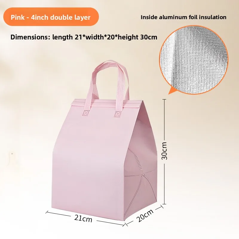 Large Capacity Aluminum Foil Insulated Bag, Disposable Thermal Cake Preservation Pouch, Heat Retention Food Storage Container, Fresh-Keeping Box for Birthday Cakes, Pastries, Catering, Delivery - 图片 12