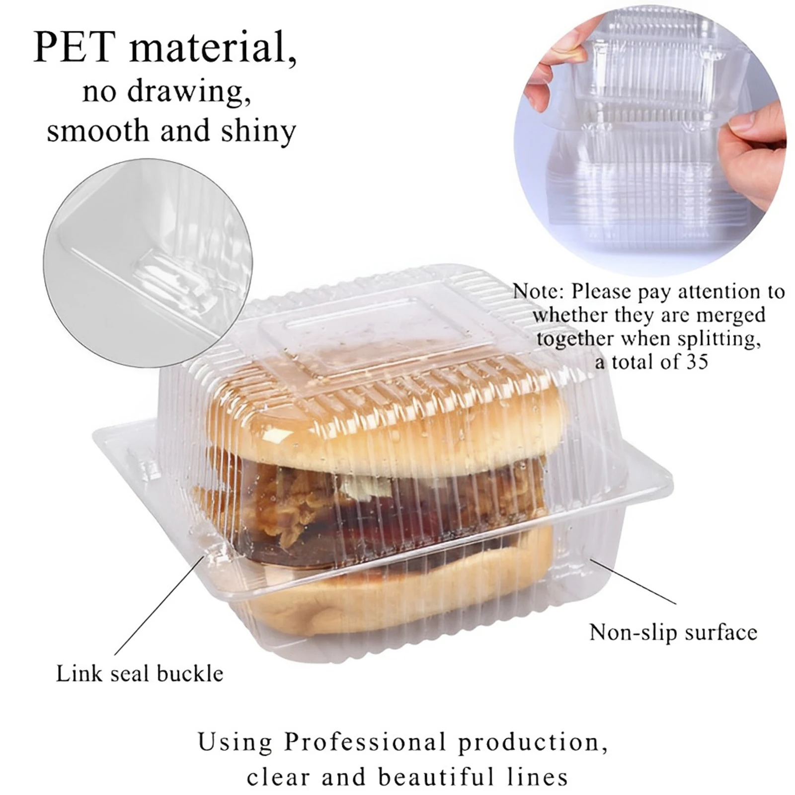 50/100Pcs Clear Cake Dessert Slice Boxes with Lids, Stackable Square Cupcake Containers, Sandwich Storage Packing Boxes for Bakery, Party, Wedding, Birthday Dessert Display and Takeaway Supplies