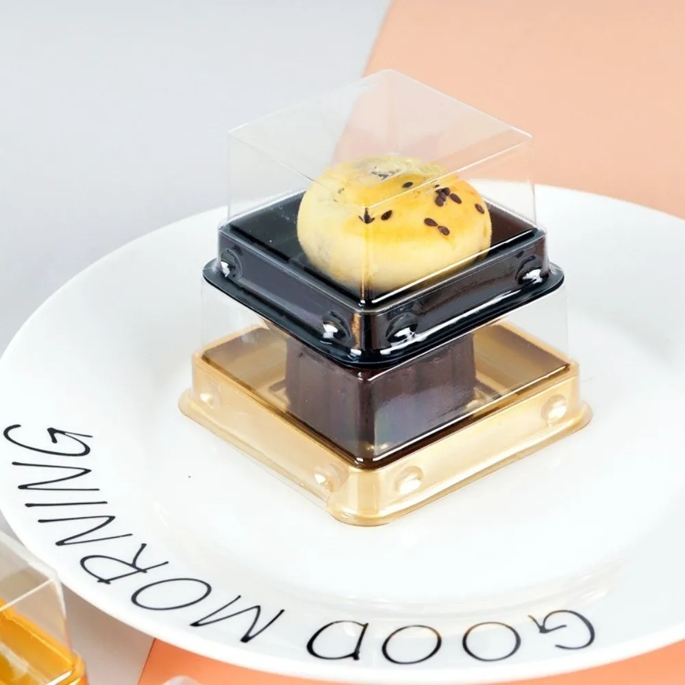 50Pcs Moon Cake Boxes, Square Plastic Cupcake and Muffin Containers, Transparent Pastry Display Boxes, 50/80/100g Clear Dessert Packaging Holders for Wedding, Birthday, Party, and Bakery Supplies