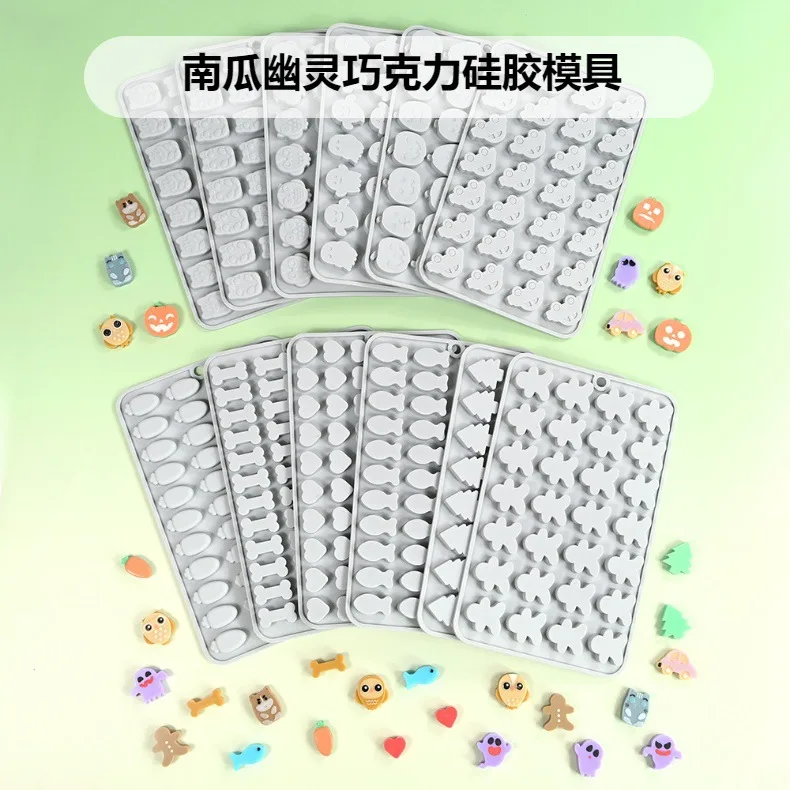 Halloween Silicone Chocolate Mold with Skull, Pumpkin, Witch, and Ghost Shapes for Fudge, Cake, Candy, and Dessert Decorating, Non-Stick Flexible Baking Tool for Home and Party Holiday Treats Halloween Silicone Chocolate Mold with Skull, Pumpkin, Witch, and Ghost Shapes for Fudge, Cake, Candy, and Dessert Decorating, Non-Stick Flexible Baking Tool for Home and Party Holiday Treats