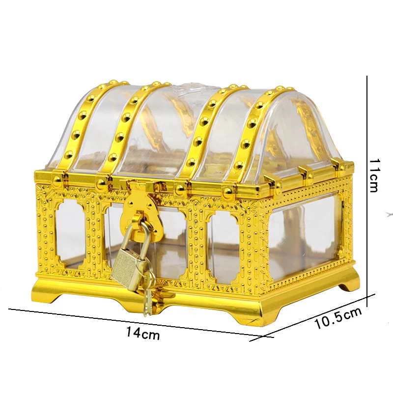 Pirate Treasure Chest with Lock – Transparent Pirate Jewelry Box for Gemstones, Crystals, Rhinestones, and Small Toys, Creative Storage Container for Kids, Crafts, and Decorative Collectibles 10