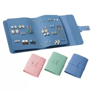 Travel Jewelry Organizer | 1PC PU Leather Ear Stud Storage Bag, Multi-Layer Jewelry Organizer, Book-Type Storage Bag for Earrings, Rings, Necklaces, and Small Jewelry Accessories, Compact Jewelry Case for Travel and Home Use