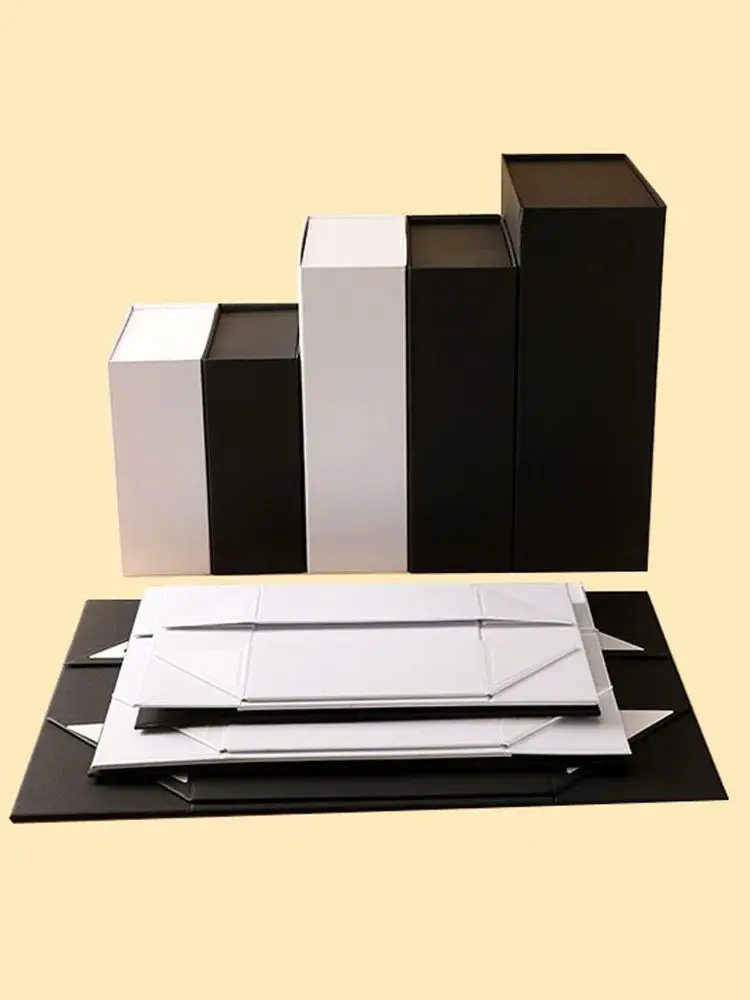 2Pcs Cuboid Clamshell Magnetic Lid Gift Boxes, Foldable Rigid Cardboard Packaging with Flap Hardcover Design, Collapsible Luxury Storage Box for Wedding, Birthday, Holiday, Party, Custom Logo Gift Wrapping 1