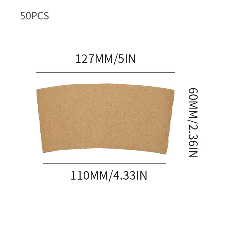 50/100Pcs Brown Coffee Cup Sleeves Kraft Corrugated Paper Heat Insulation Cardboard Holder Disposable Cup Covers for Hot Drinks Tea Coffee Beverage Shop Takeaway Party Accessories - 图片 9