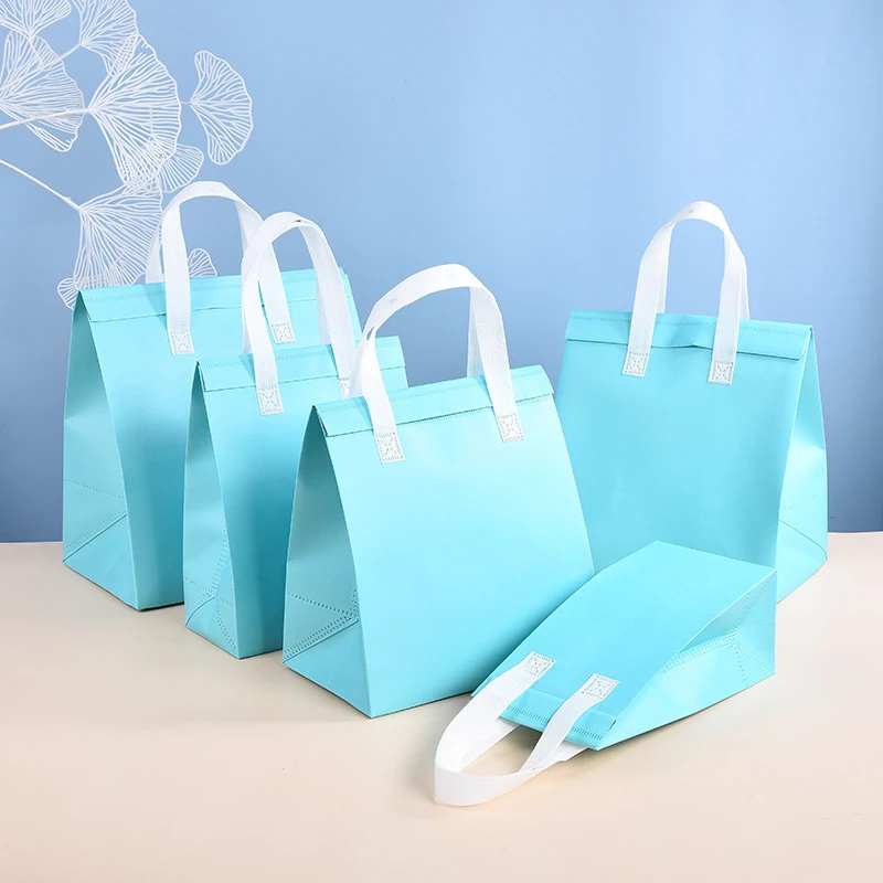 10pcs Non-Woven Insulated Tote Bags Reusable Fabric Pouches for Food, Cake, Drinks, Grocery Delivery, Hot and Cold Storage, Portable Lunch Carrier, Picnic, Baking, and Eco-Friendly Packaging 13