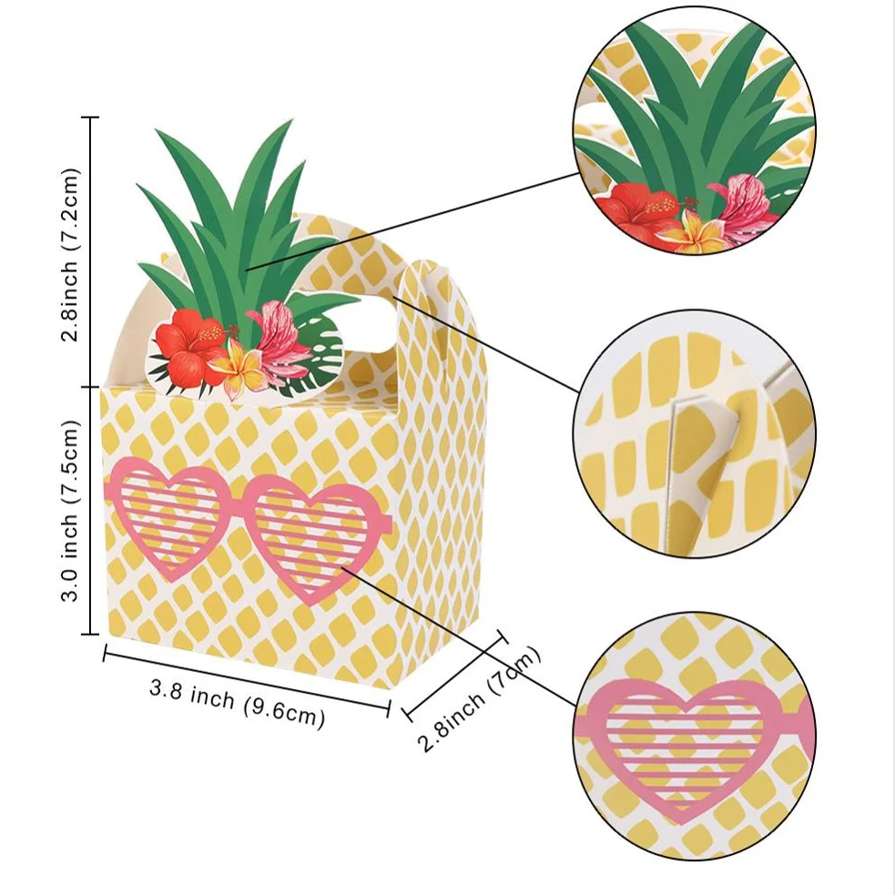 24Pcs Pineapple Favor Candy Gift Boxes for Hawaiian Tropical Party Luau BBQ Fruit Party Summer Beach Wedding Party Supplies DIY Treat Packaging Decorative Accessories for Celebration - 图片 2