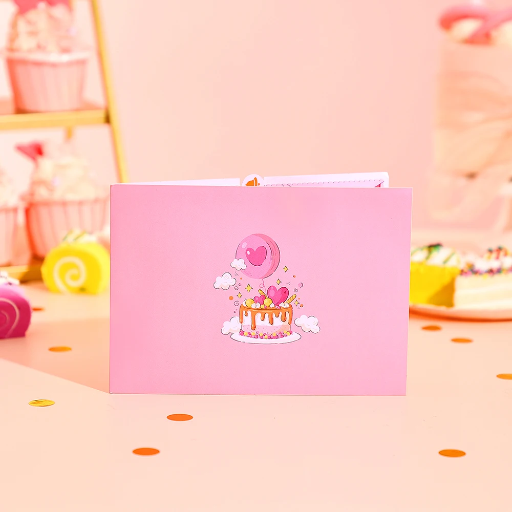 3D Pop Up Birthday Greeting Card with Envelope – Creative DIY Postcard Featuring Colorful Cake Design, Unique Celebration Gift for Kids, Friends, Family, Colleagues, Birthday Party Decorations