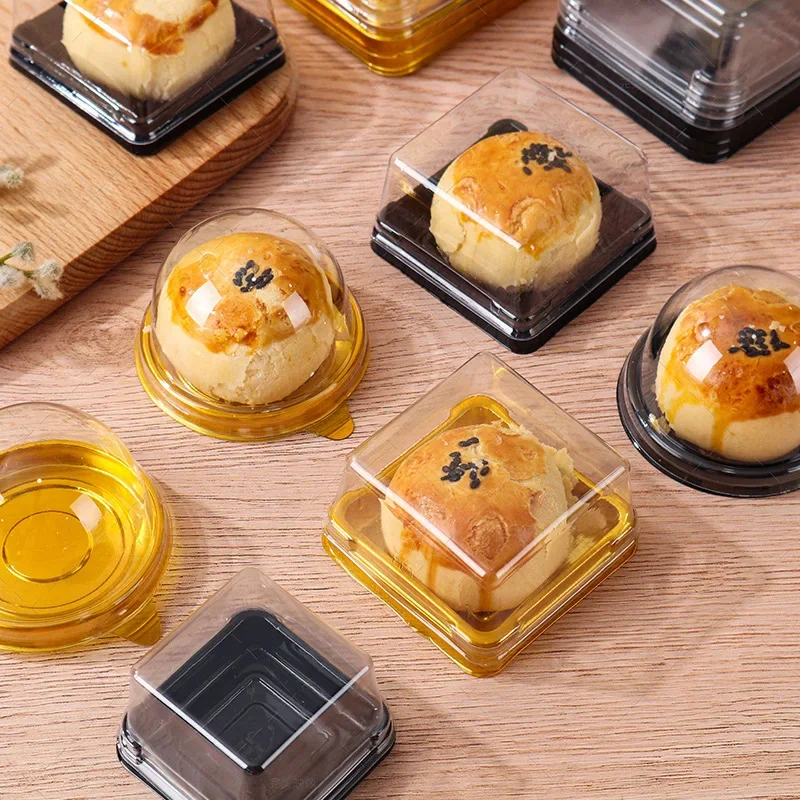 50Pcs Mini Dessert Cake Box Containers, Transparent Cupcake and Pastry Baking Packaging Boxes with Lids, Clear Plastic Dessert Holders for Wedding, Birthday, Christmas, Party Supplies and Gift Packaging
