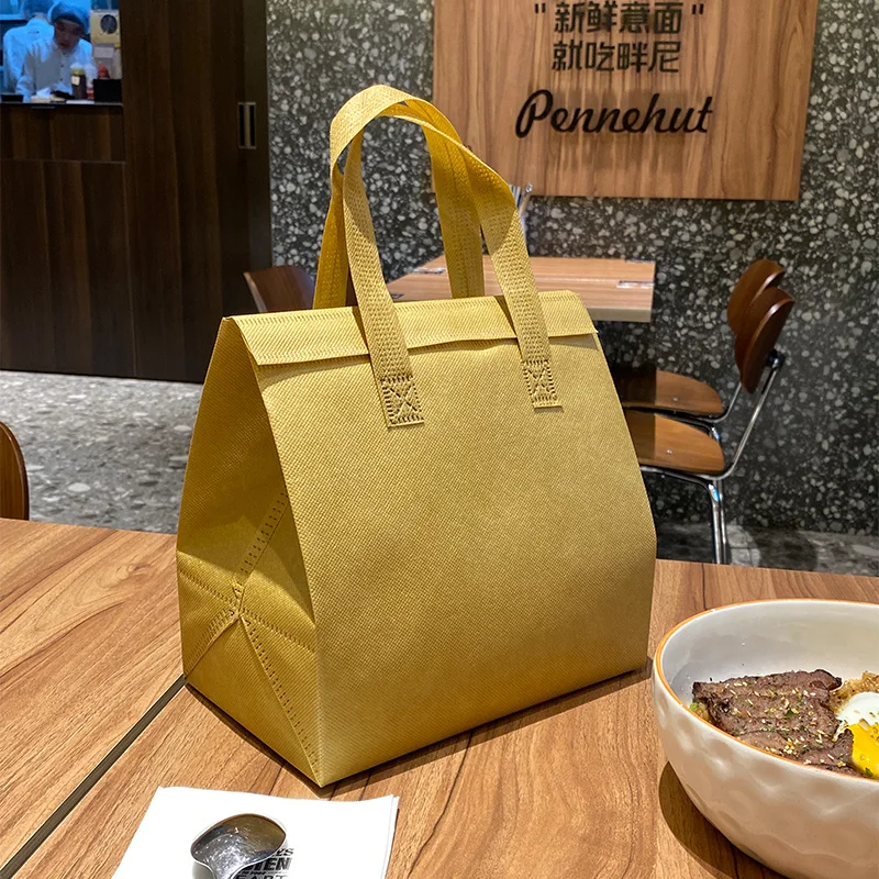 10pcs Grey Non-Woven Insulated Tote Bags – Reusable Portable Pouches for Bread, Food, Bakery, Snacks, Hot or Cold Meals, Delivery, Grocery, Picnic, Thermal Storage Carrier for Work, School, Travel - 图片 16