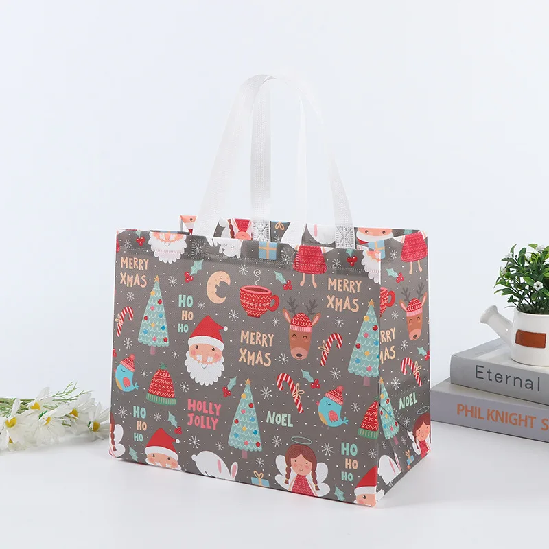 New Plaid Christmas Candy Gift Bags | Cute Santa Claus & Snowman Pattern Non-Woven Handbag | Waterproof Reusable Holiday Gift Packaging Tote for Xmas Party Supplies Decorations - 图片 20
