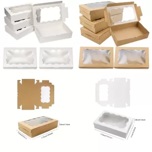 16/32Pcs Cake Carriers Square Boxes with Lids, White Dessert and Bread Boxes with Transparent Window, Ideal for Pies, Donuts, Muffins, Cupcakes, Portable Bakery Packaging for Weddings, Birthdays, Parties, and Special Celebrations