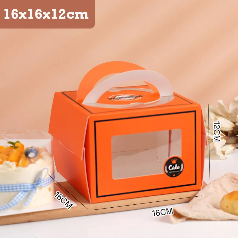 10Pcs Portable Handle Cake Boxes with Clear Window, Cupcake Pastry Cookie Dessert Packaging Boxes, Foldable Birthday Party Wedding Baby Shower Bakery Gift Containers 12