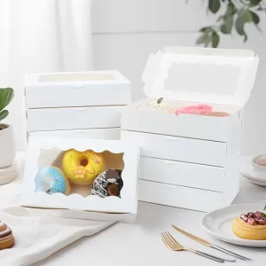 10/20Pcs Cake Dessert Boxes with Clear Window, Paper Bakery Packaging Boxes for Cupcakes Muffins Cookies Candy Pastry, Wedding Birthday Baby Shower Christmas Party Favor Gift Boxes