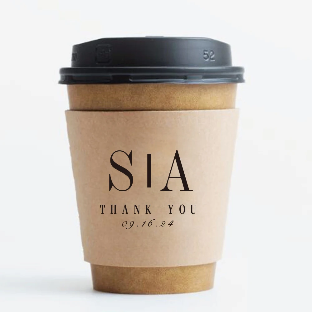 Personalized Disposable Ice Coffee Cup Sleeves Wedding Party Heat-Insulated Cup Holders Bar Reception Corrugated Paper Cup Covers for Hot and Cold Drinks DIY Beverage Accessories - 图片 25