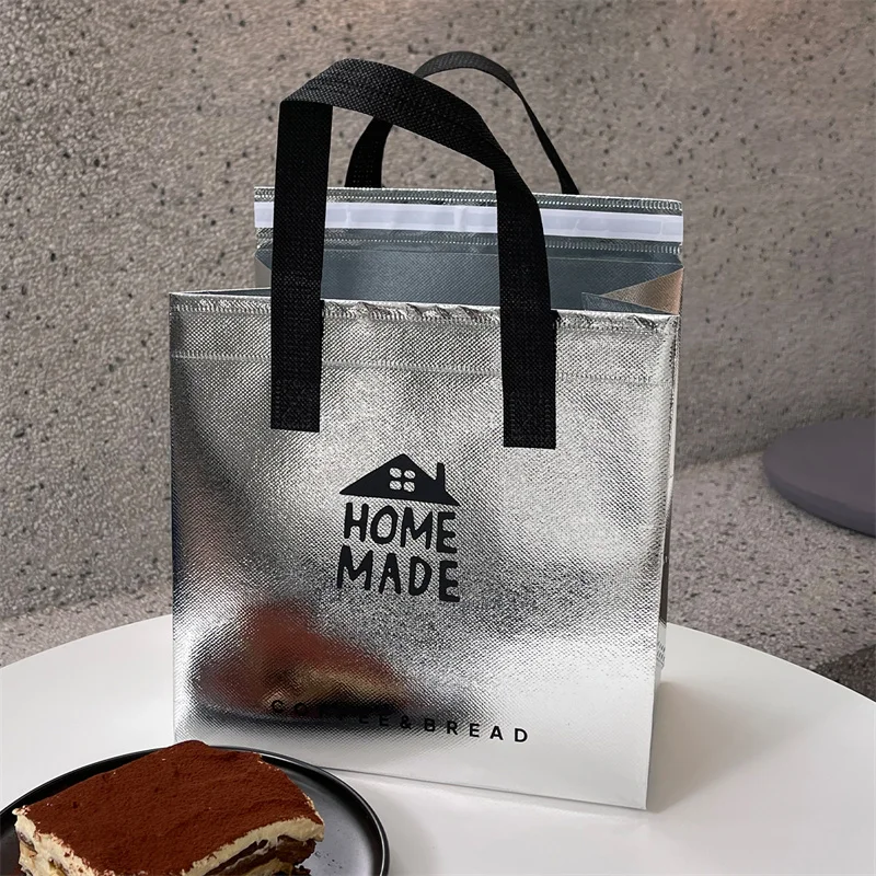 Brown Insulated Tote Bags 🥡 – Reusable Non-Woven Food Delivery Pouches for Hot and Cold Storage, Bread, Drinks, Grocery Shopping, Lunch Carrier, Portable Eco-Friendly Packaging - 图片 8