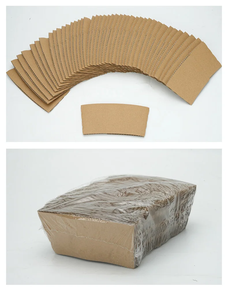 50/100Pcs Brown Coffee Cup Sleeves Kraft Corrugated Paper Heat Insulation Cardboard Holder Disposable Cup Covers for Hot Drinks Tea Coffee Beverage Shop Takeaway Party Accessories