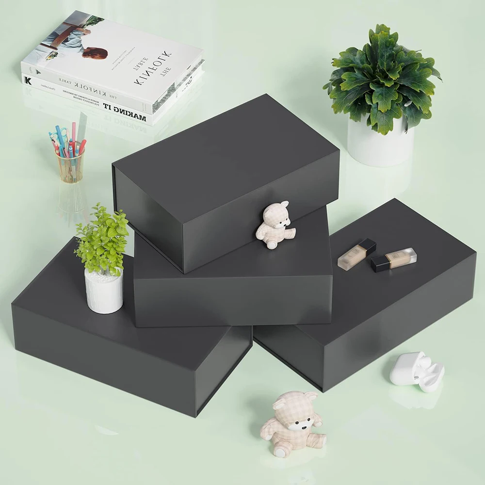 1pc Black Gift Box with Magnetic Lid for Present, Rectangular Collapsible Packaging Box with Closure, Ideal for Groomsman Proposal, Wedding, Birthday, Anniversary Gift, Elegant Gift Wrapping - 图片 6