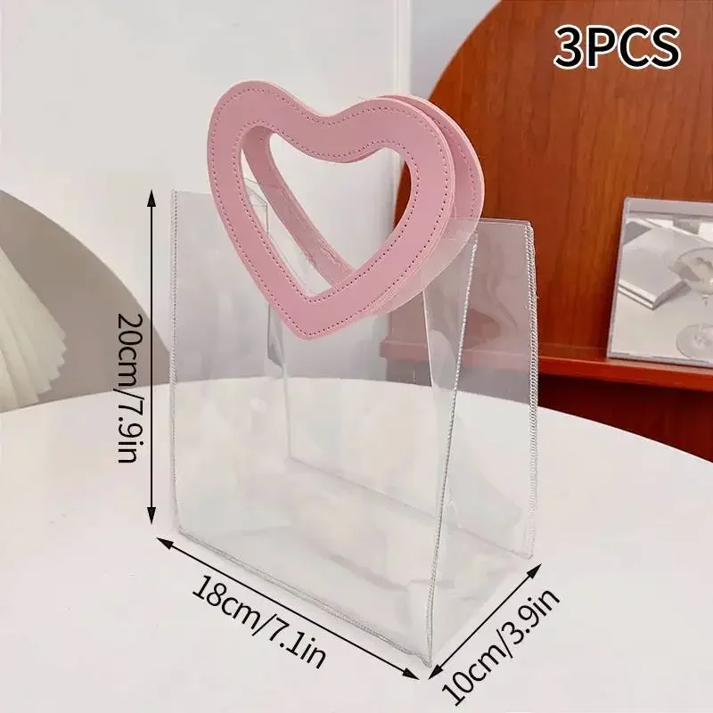 1–10PCS Transparent PVC Gift Bags Waterproof Candy Shopping Handbag with Love or Square Handle for Valentine’s Day Wedding Party Favor Packaging Bolsa Regalo Sac Cadeau ساک هدیه 透明ギフトバッグ 투명포장가방 - 图片 7