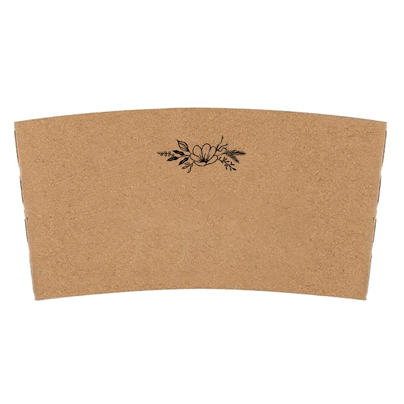 Custom Printed 20PCS 10-20oz Coffee Cup Sleeves Kraft Disposable Heat Insulated Cup Holders for Hot Beverages Wedding Party Café Takeaway Drink Accessories