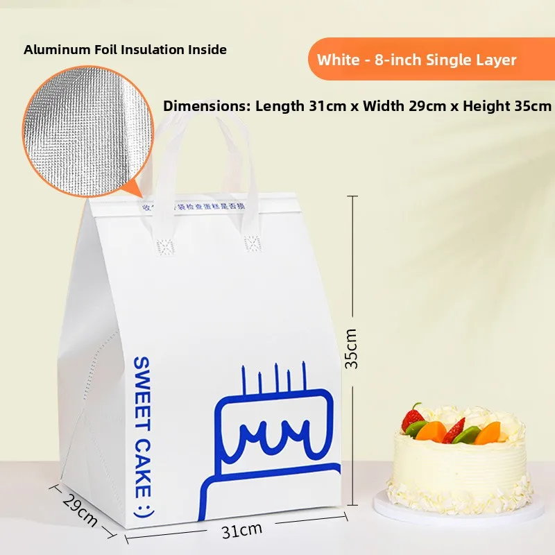 Large Capacity Aluminum Foil Insulated Bag, Disposable Thermal Cake Preservation Pouch, Heat Retention Food Storage Container, Fresh-Keeping Box for Birthday Cakes, Pastries, Catering, Delivery - 图片 6